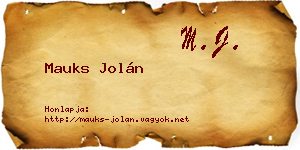 Mauks Jolán névjegykártya